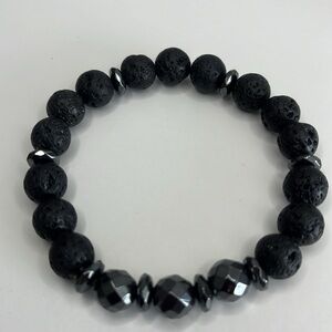 Handmade One of a Kind Black & Silver Beads Bracelet